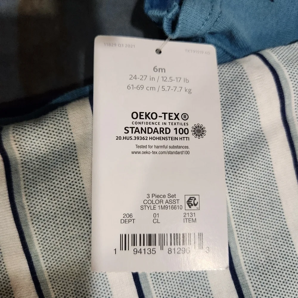 Just One You By Carter's 3 Piece Boy's Onesies And Pants Set, Size 6 Mos NWT